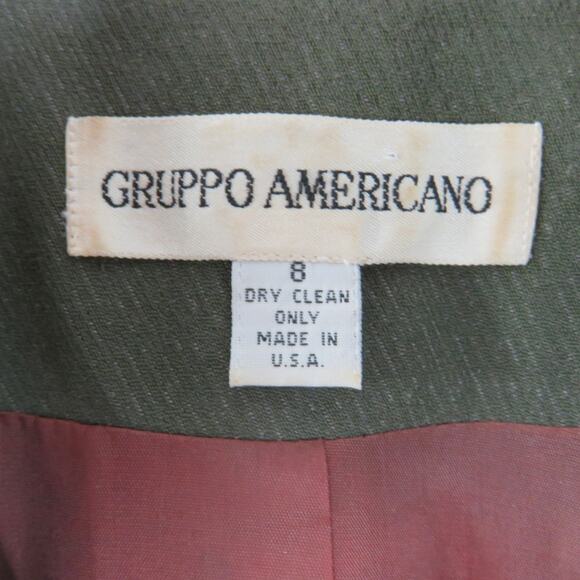 Gruppo Americano 1980s Vintage Dark Olive Green Blazer Jacket Medium Classic - Picture 3 of 7